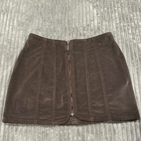 Brown Corduroy Mini Skirt - Picture 1 of 8